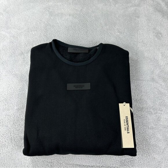 Essentials Men's Size Medium Fear of God Oversized Black Crewneck 100% Cotton - Picture 7 of 14